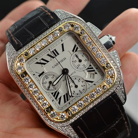 cartier santos gold mens|cartier santos watch with diamonds.